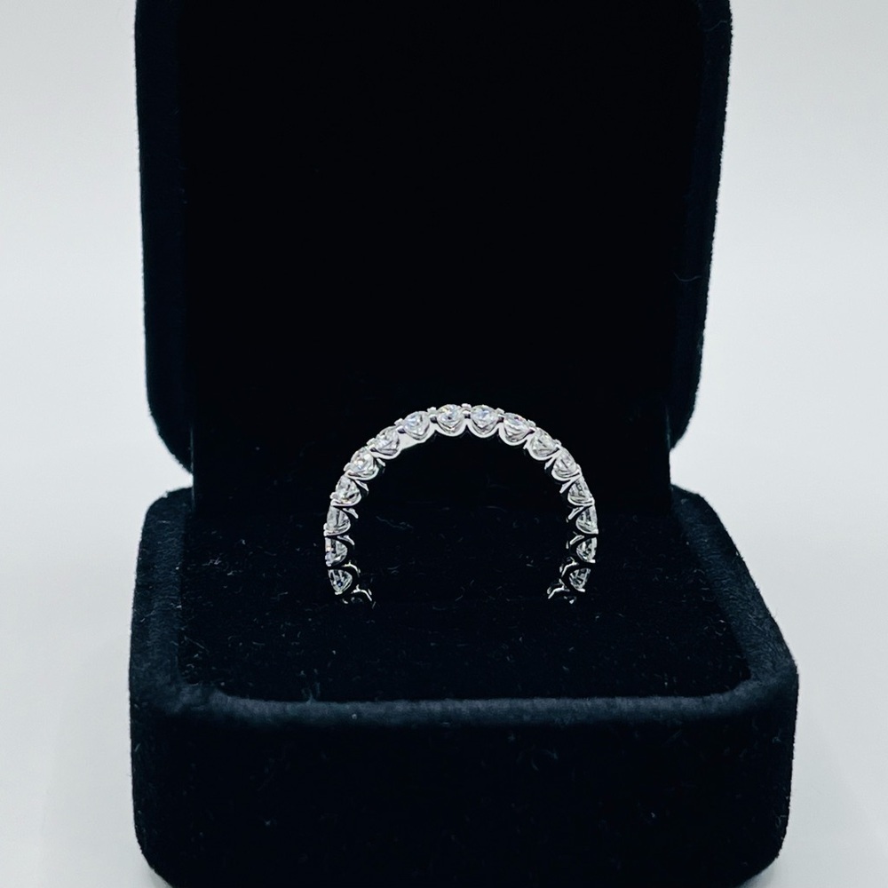 2.02 TCW Lab Diamond U-Prong Eternity Band 14K White Gold Scalloped Wedding - Picture 5 of 7